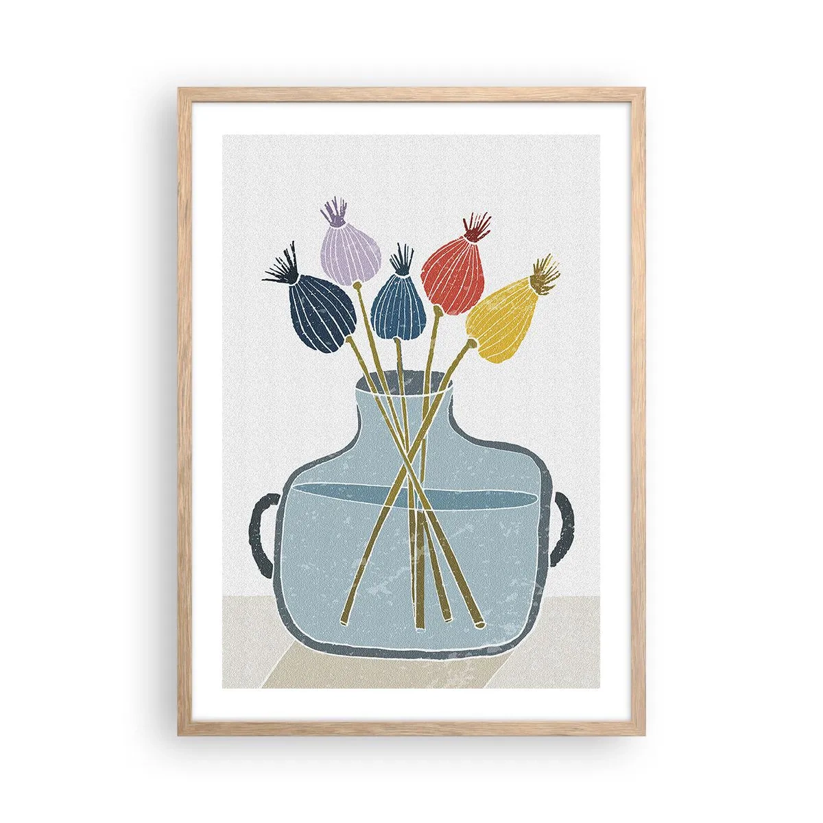 Poster in cornice rovere chiaro - Il silenzio dei papaveri - 50x70 cm