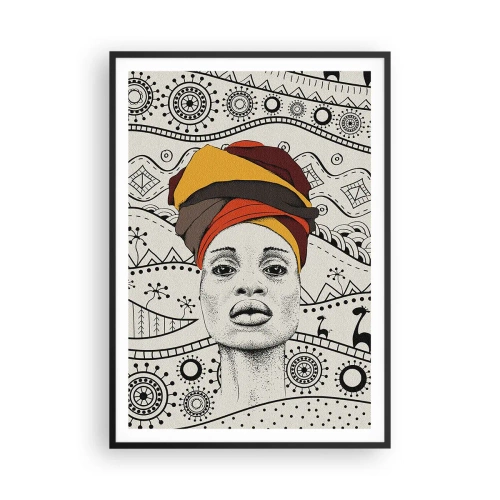 Poster in cornice nera - Ritratto africano - 70x100 cm