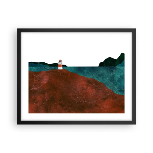 Poster in cornice nera - Contemplando il mare - 50x40 cm