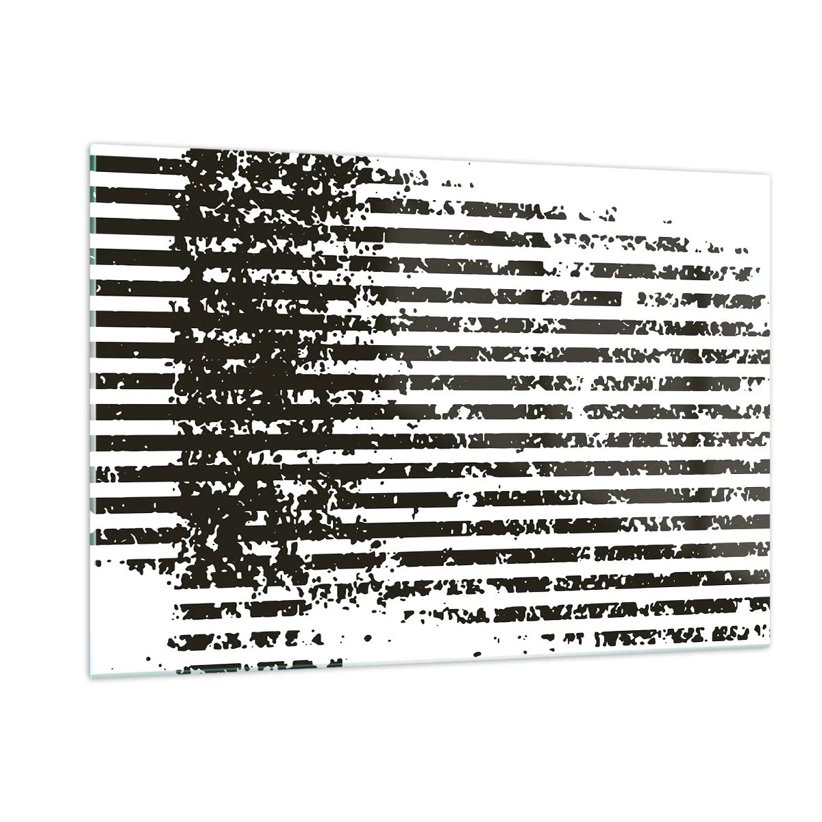 Quadro su vetro - Linee orizzontali in bianco e nero con effetti di rumore e abrasione - 120x80cm - Ritmo e rumore - Decorazione murale moderna per soggiorno e camera da letto ARTTOR