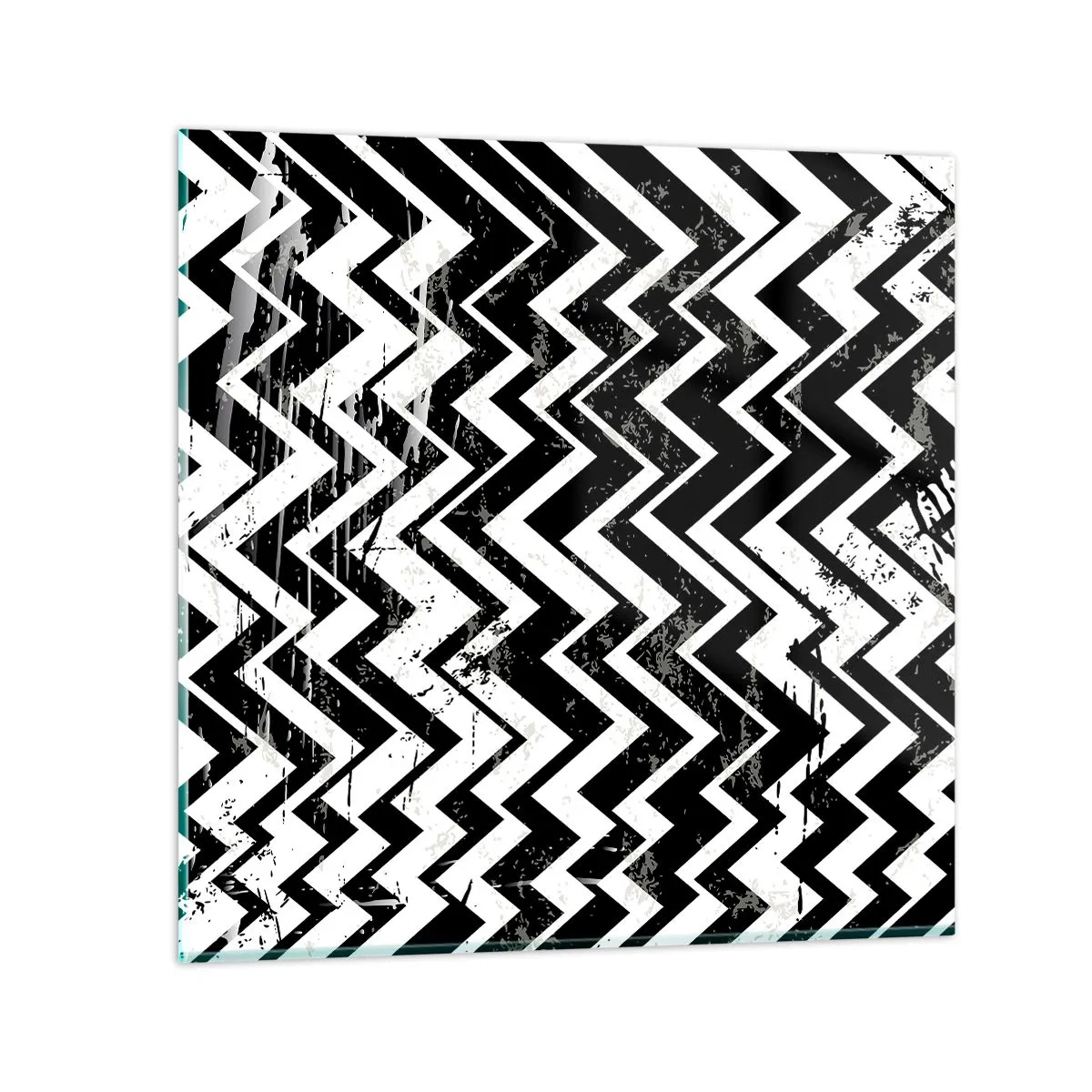Quadro su vetro - Zig-bianco, zag-nero - 60x60 cm