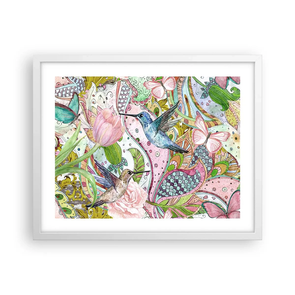 Poster in cornice bianca - Intrecciate nei rami - 50x40 cm