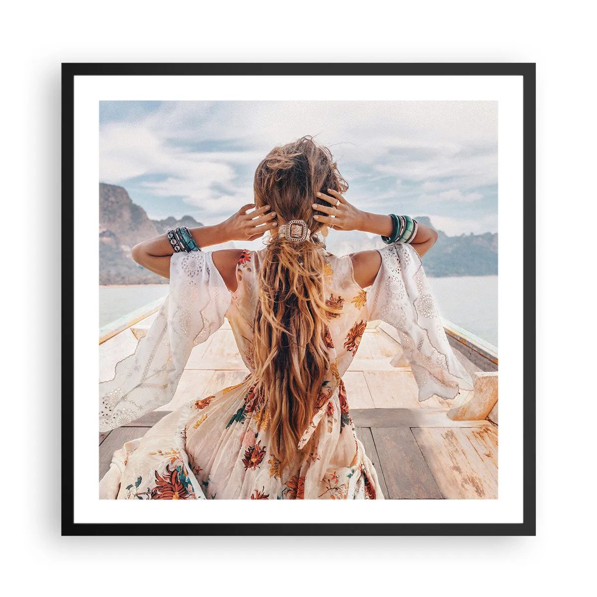Poster in cornice nera - In cammino verso la felicità - 60x60 cm