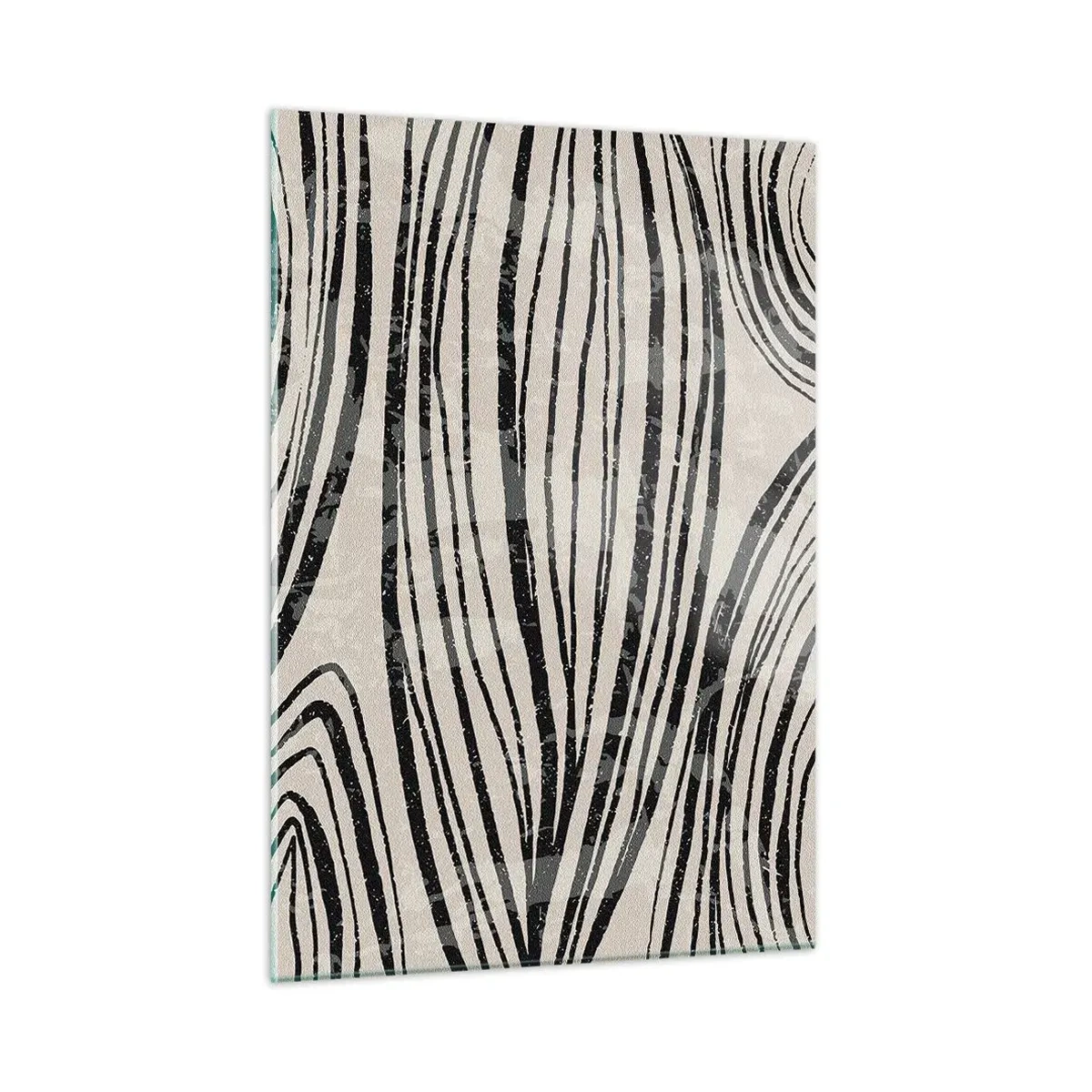 Quadro su vetro - Onde di linee nere su uno sfondo chiaro - 50x70cm - Una palude di linee - Decorazione murale moderna per soggiorno e camera da letto ARTTOR
