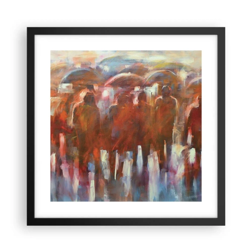 Poster in cornice nera - Uguali nella pioggia e nella nebbia - 40x40 cm