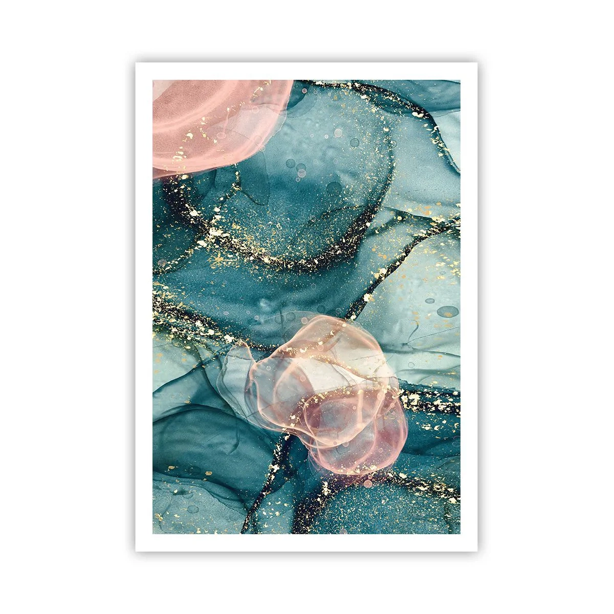 Poster - Blu di seta, rosa di tulle - 70x100 cm