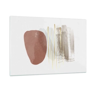 Quadro su vetro - Astrazione minimalista con forme beige e marroni - 120x80cm - Colonnato astratto - Decorazione murale moderna per soggiorno e camera da letto ARTTOR