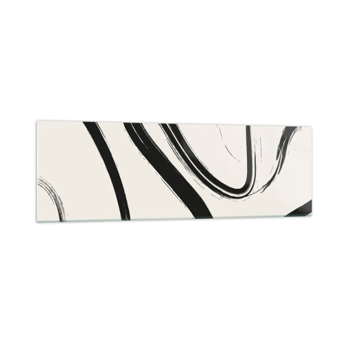 Quadro su vetro - Linee curve in bianco e nero su uno sfondo chiaro - 160x50cm - Capriccio bianco e nero - Decorazione murale moderna per soggiorno e camera da letto ARTTOR