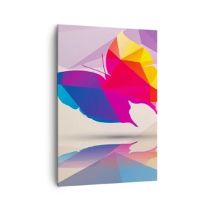Quadro su tela - Stampe su Tela - Silhouette geometrica di farfalla in colori vivaci - 70x100cm - La farfalla arcobaleno - Decorazione murale moderna per soggiorno e camera da letto ARTTOR