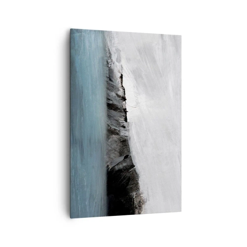 Quadro su tela - Stampe su Tela - Paesaggio astratto con acqua e una costa rocciosa - 80x120cm - Acqua-terra: lo scontro degli elementi - Decorazione murale moderna per soggiorno e camera da letto ARTTOR