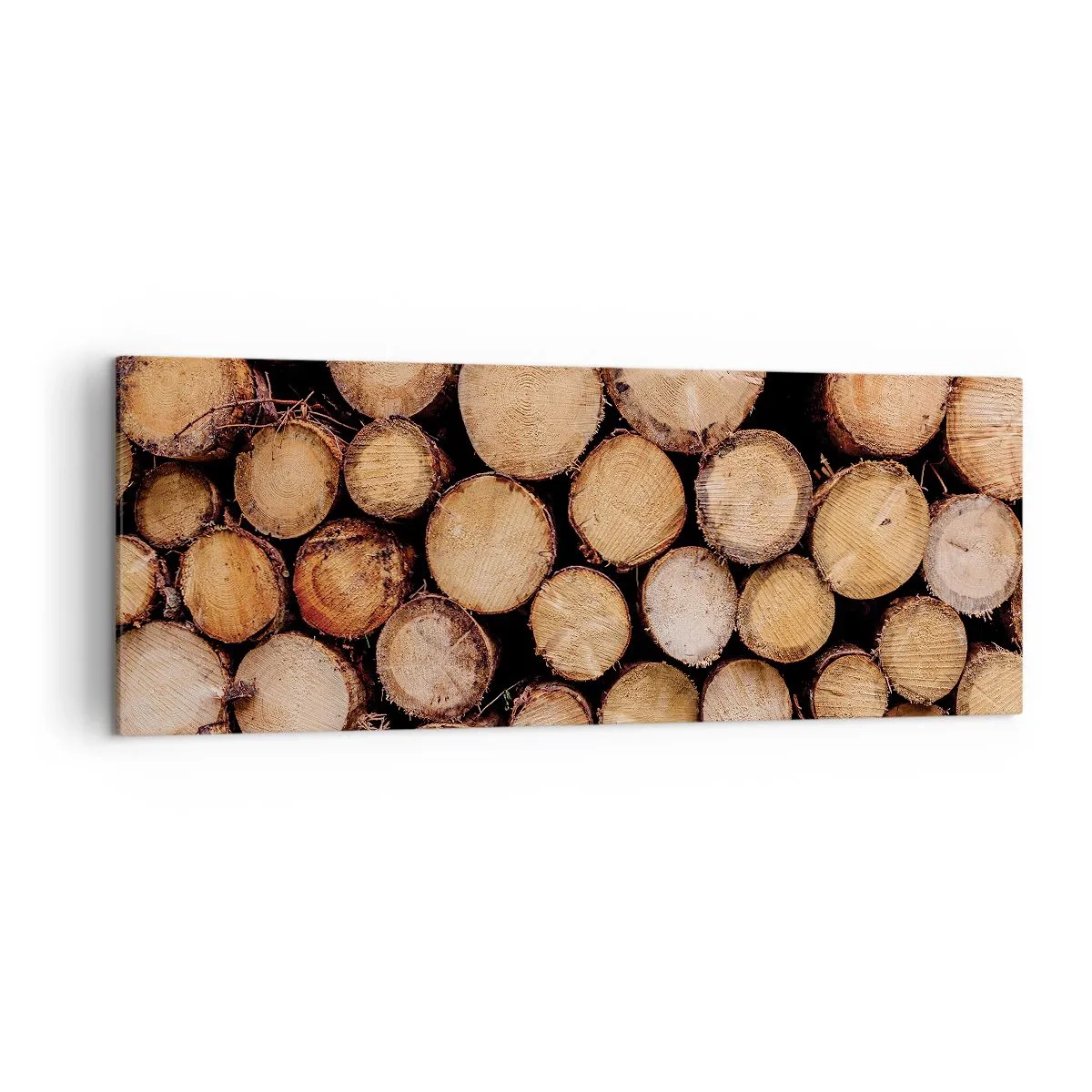 Quadro su tela - Stampe su Tela - Mucchi di tronchi d'albero abbattuti disposti in armonia - 140x50cm - Nuovo inizio - Decorazione murale moderna per soggiorno e camera da letto ARTTOR