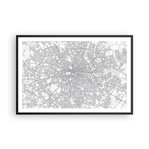 Poster in cornice nera - Mappa del labirinto di Londra - 91x61 cm
