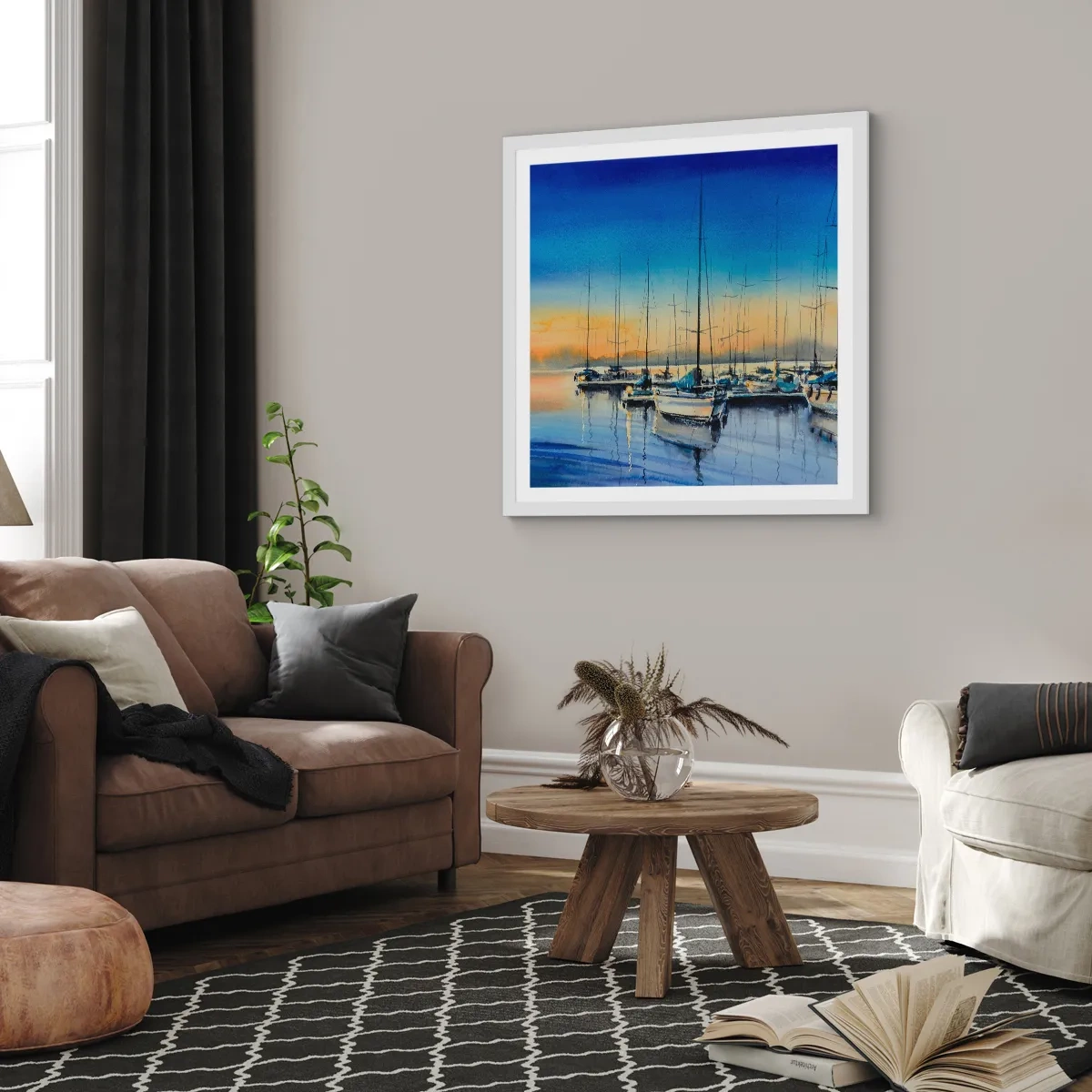 Poster in cornice bianca - La fine di una buona giornata - 40x40 cm