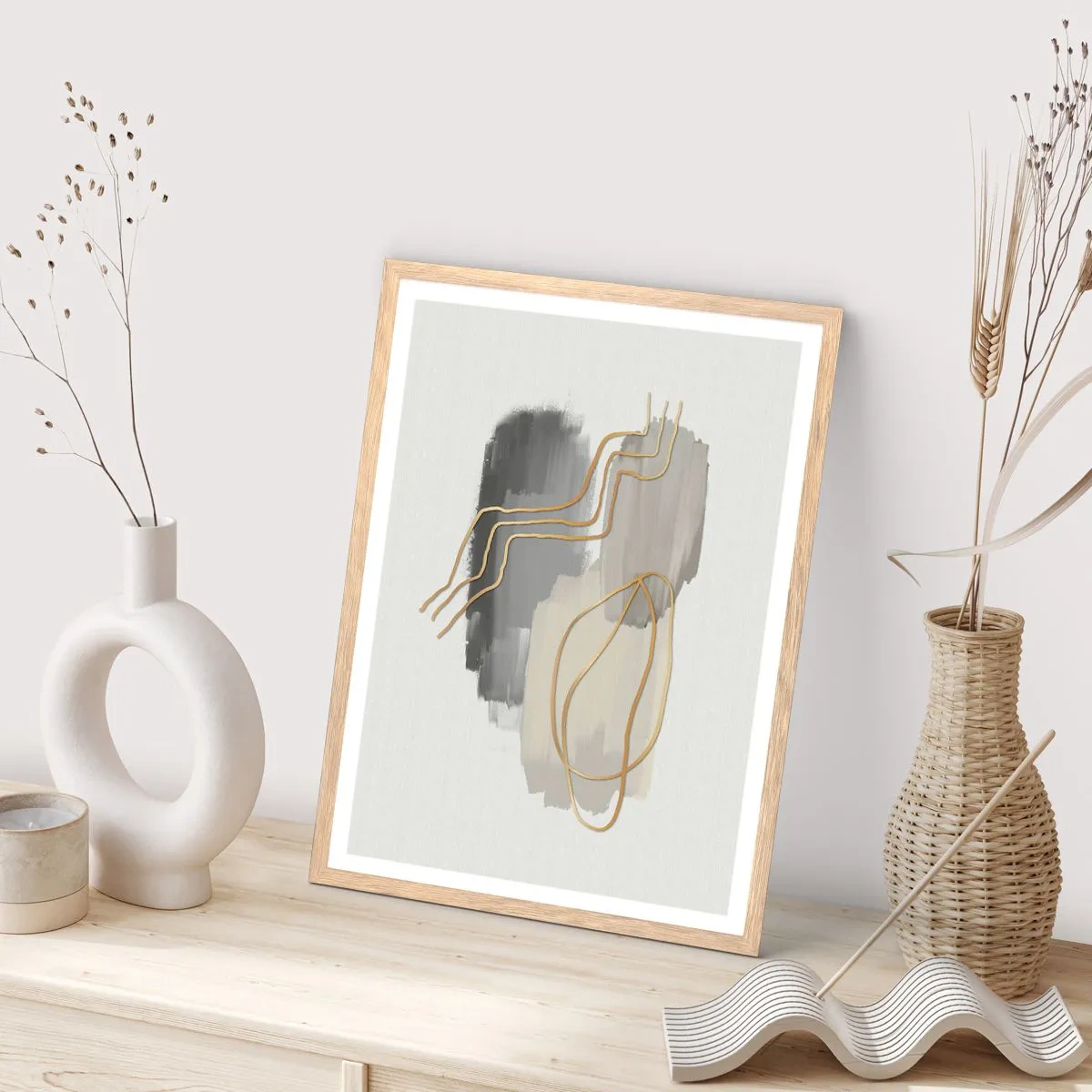 Poster in cornice rovere chiaro - Durata e movimento - 70x100 cm