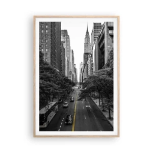 Poster in cornice rovere chiaro - Alba a New York - 70x100 cm