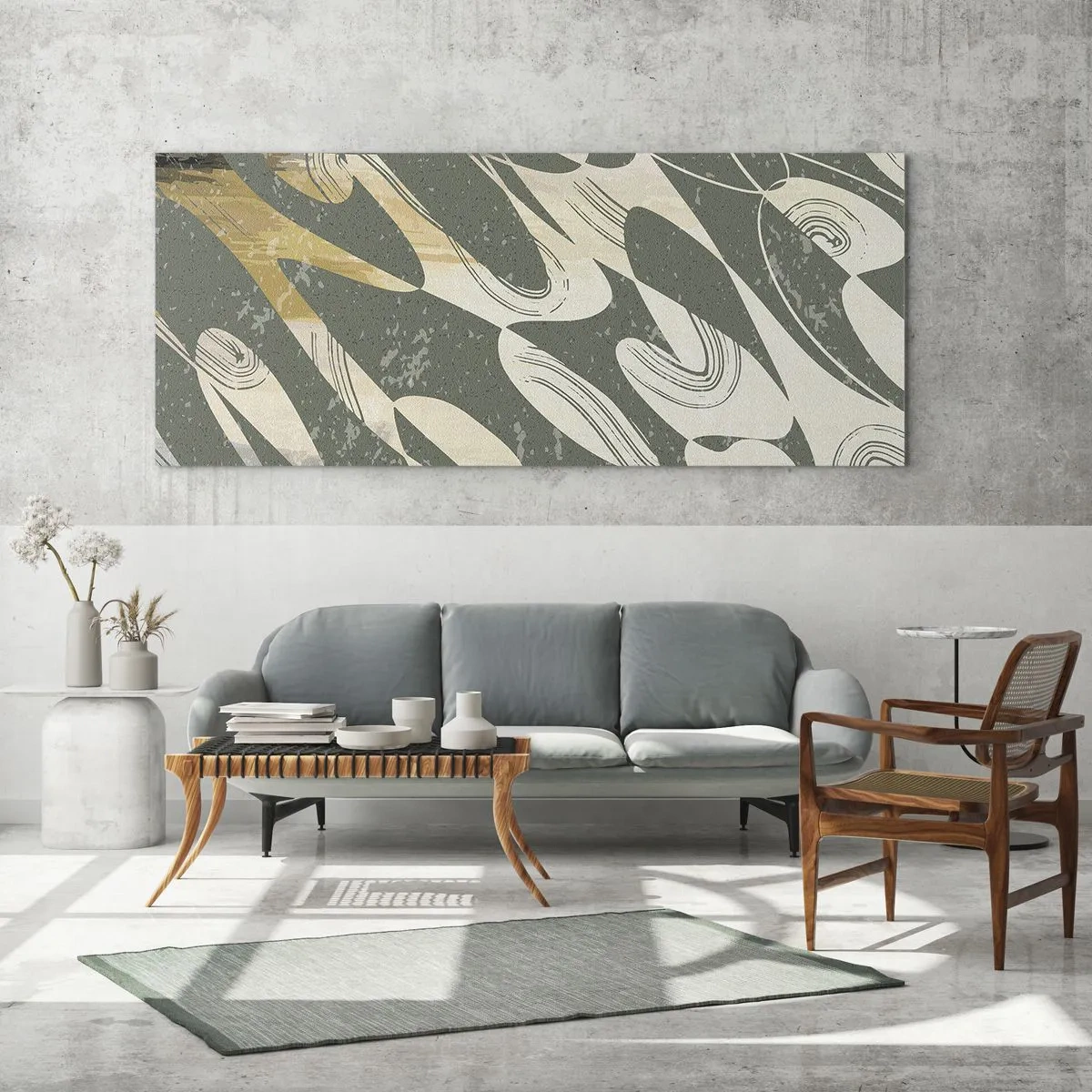 Quadro su vetro - Astrazione ritmica - 100x40 cm