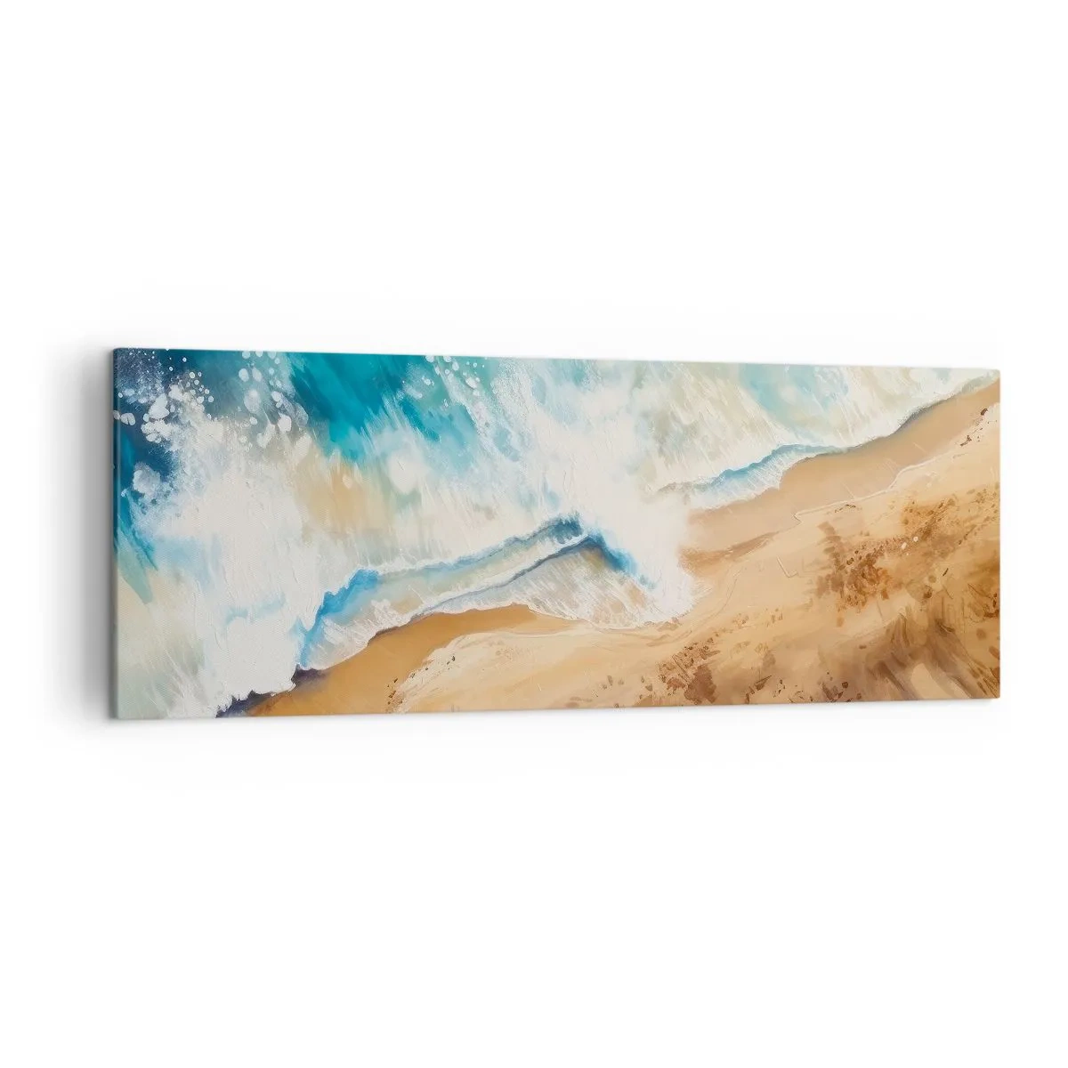 Quadro su tela - Stampe su Tela - Un'onda del mare che si infrange contro la riva sabbiosa - 140x50cm - L'onda che ritorna - Decorazione murale moderna per soggiorno e camera da letto ARTTOR