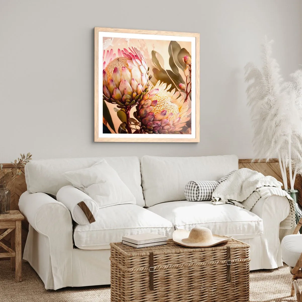 Poster in cornice rovere chiaro - Tenero abbraccio - 50x50 cm