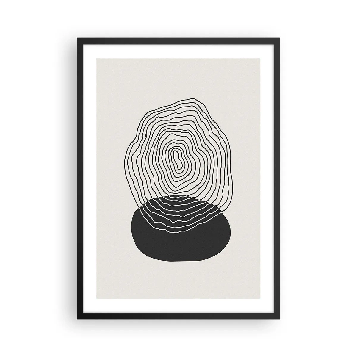 Poster in cornice nera - Linee nere che creano una forma astratta su uno sfondo chiaro - 50x70cm - Durata e vibrazione - Decorazione murale moderna per soggiorno e camera da letto ARTTOR