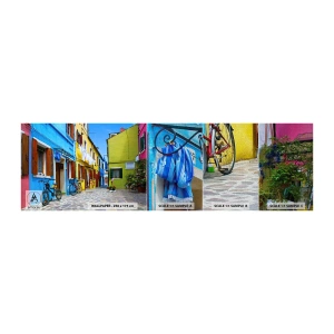 Campione di Fotomurale Premium Canvas - Un dolce angolo color pastello - Città, Biciclette, Vicolo - 100x30 cm