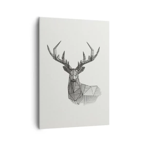 Quadro su tela - Stampe su Tela - Immagine geometrica di un cervo in stile minimalista in bianco e nero - 50x70cm - Cervo in stile cubista - Decorazione murale moderna per soggiorno e camera da letto ARTTOR