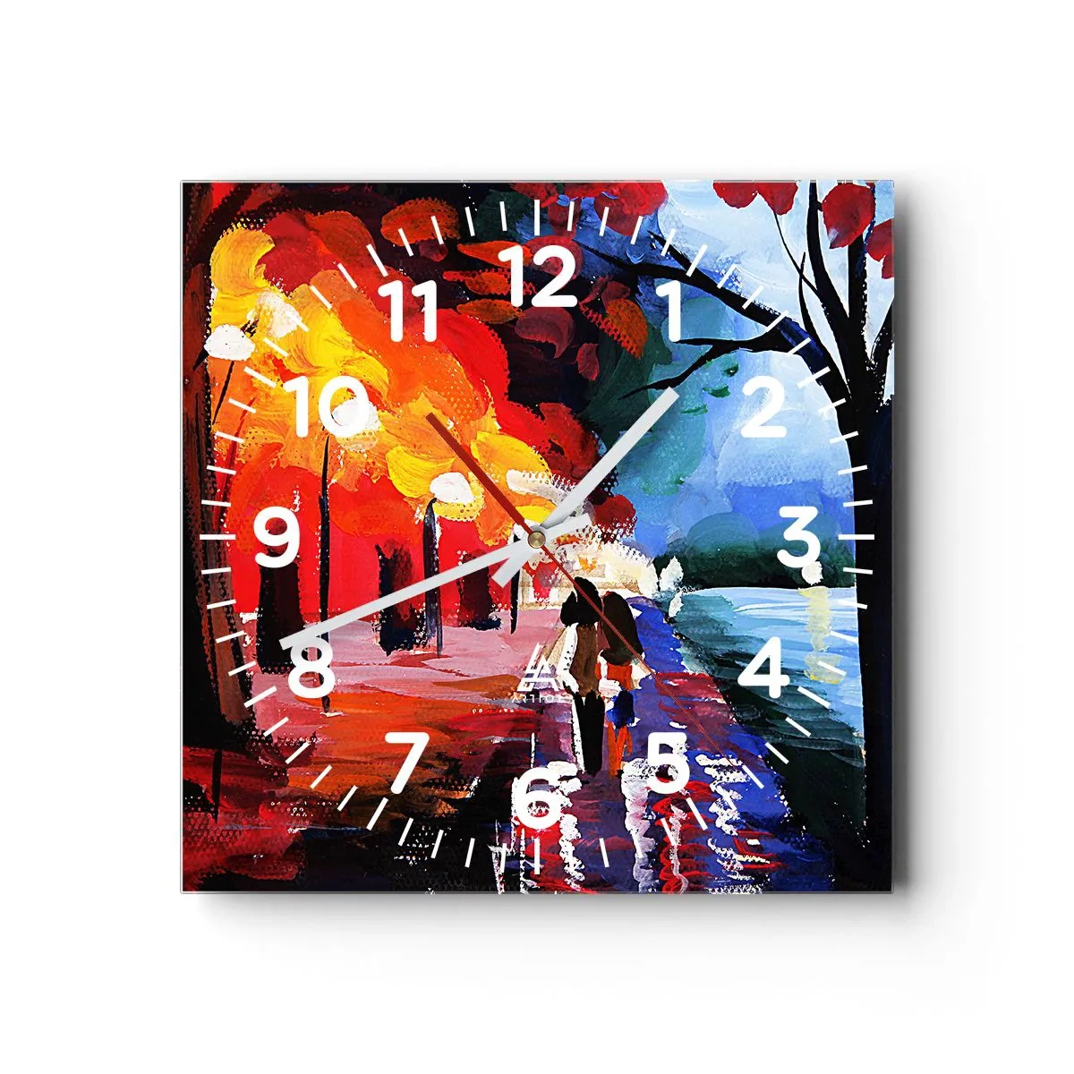 Orologio da parete - Orologio in Vetro - Autunno infuocato nel parco - 30x30 cm