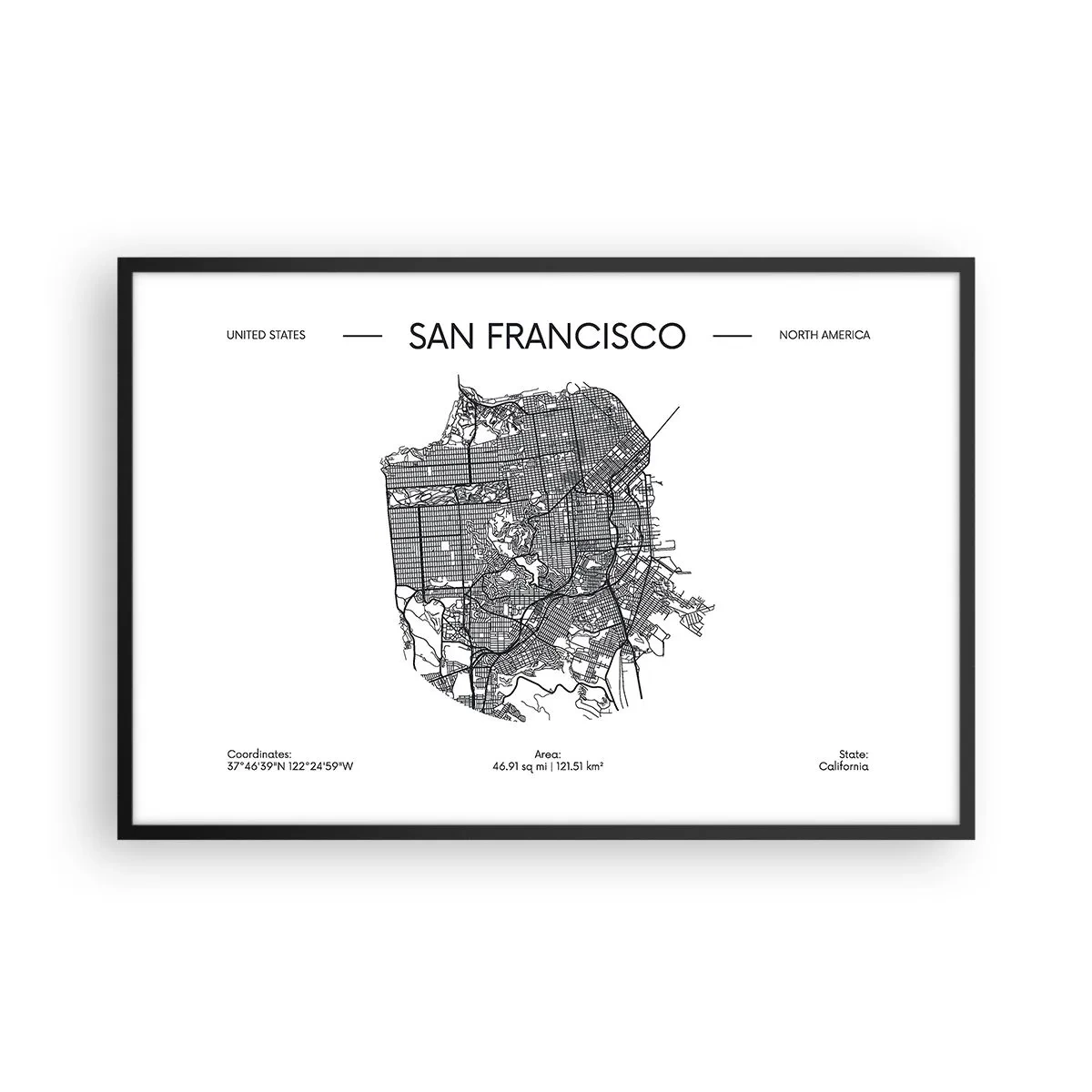 Poster in cornice nera - Anatomia di San Francisco - 91x61 cm