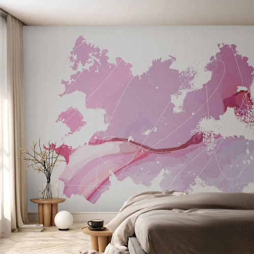 Fotomurale su misura Adesiva Deluxe Sticker - Mappa del mondo rosa - Minimalismo, Pastello, Carta geografica