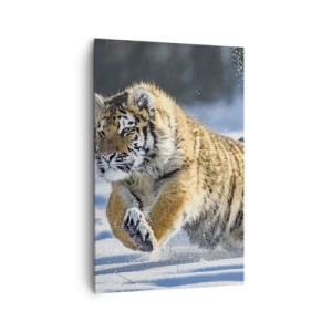 Quadro su tela - Stampe su Tela - Una tigre siberiana che corre in un paesaggio innevato - 80x120cm - La dea della taiga siberiana - Decorazione murale moderna per soggiorno e camera da letto ARTTOR