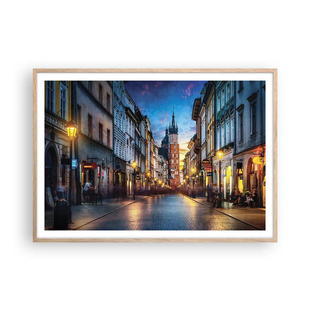 Poster in cornice rovere chiaro - La magia di Cracovia - 100x70 cm