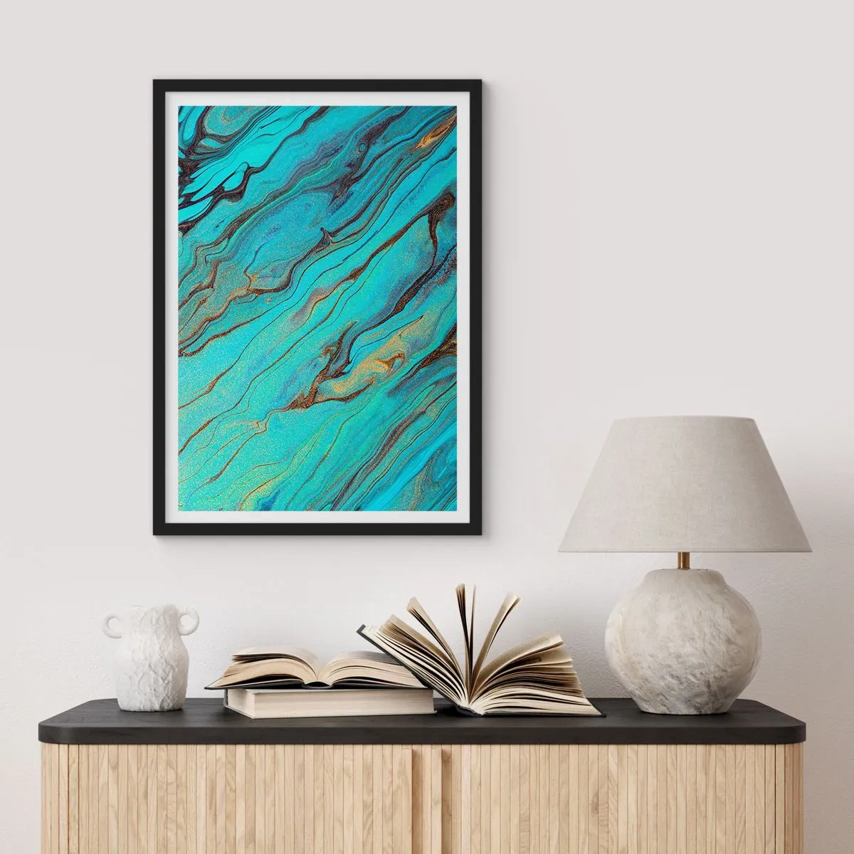 Poster in cornice nera - Marea turchese - 30x40 cm