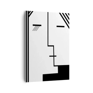 Quadro su tela - Stampe su Tela - Astrazione geometrica di un bacio in bianco e nero - 70x100cm - Semplicemente un bacio - Decorazione murale moderna per soggiorno e camera da letto ARTTOR