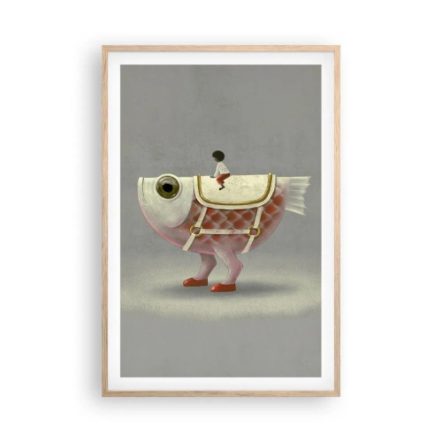 Poster in cornice rovere chiaro - Il cavaliere del pesce - 61x91 cm