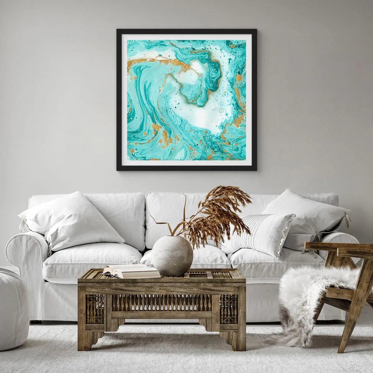 Poster in cornice nera - La grande onda del periodo Edo - 30x30 cm