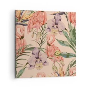 Quadro su tela - Stampe su Tela - Un ballo rosa nei fiori - 50x50 cm