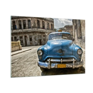 Quadro su vetro - Auto d'epoca cubana per le strade dell'Avana - 100x70cm - Antico è bello - Decorazione murale moderna per soggiorno e camera da letto ARTTOR
