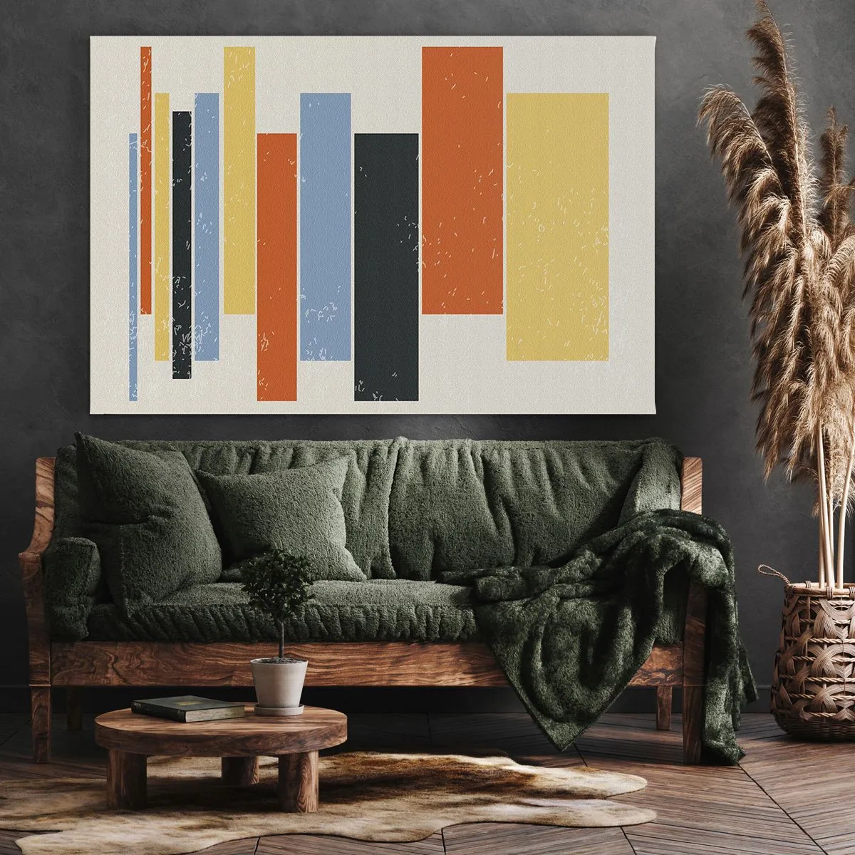 Quadro su tela - Stampe su Tela - Rettangoli colorati in una disposizione moderna - 100x70cm - Notazione musicale - Decorazione murale moderna per soggiorno e camera da letto ARTTOR