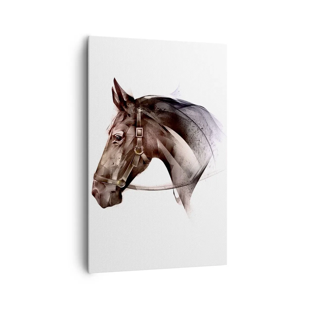 Quadro su tela - Stampe su Tela - Un profilo di cavallo in una delicata forma artistica su uno sfondo bianco - 80x120cm - Che grazia - Decorazione murale moderna per soggiorno e camera da letto ARTTOR
