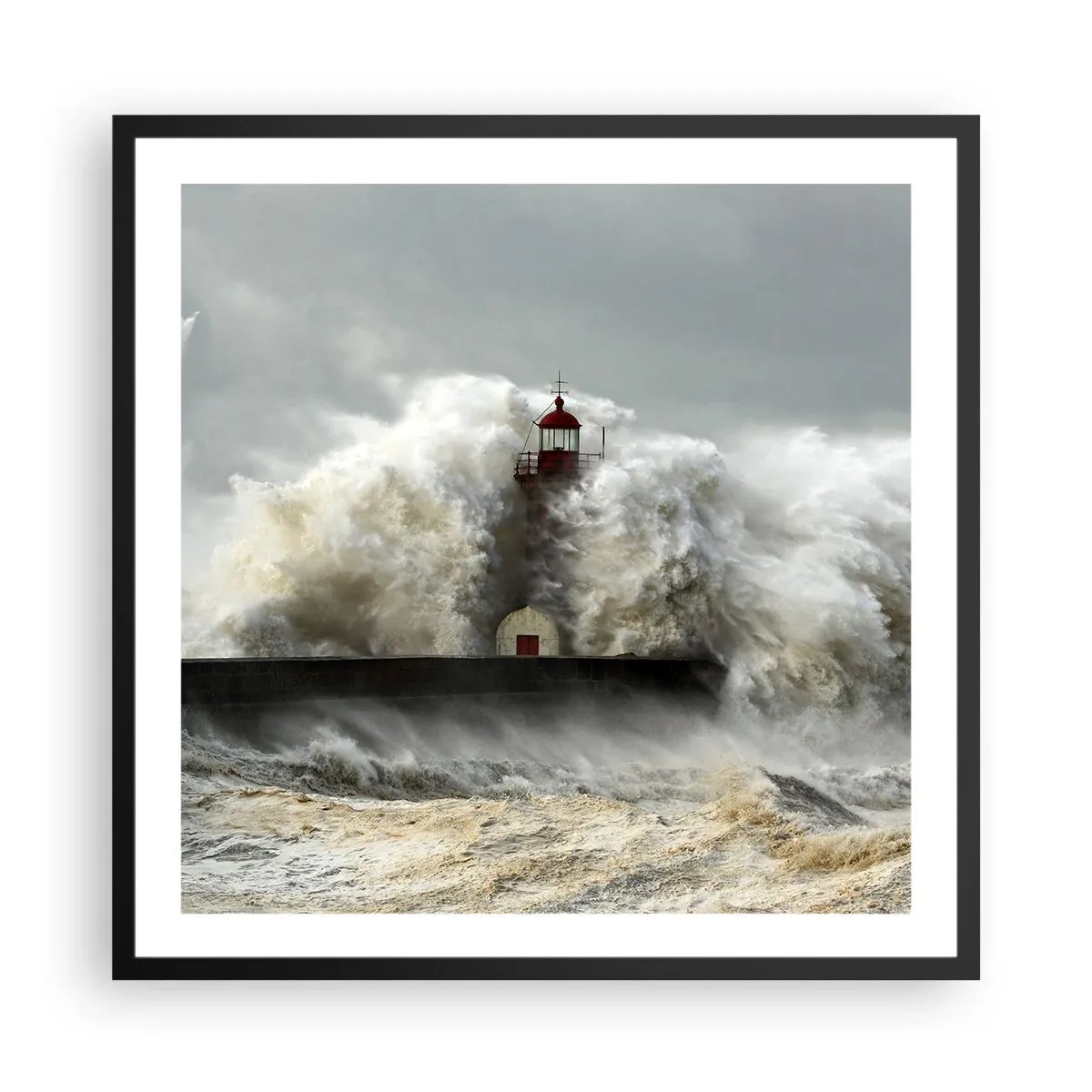 Poster in cornice nera - L'ira dell'oceano - 60x60 cm