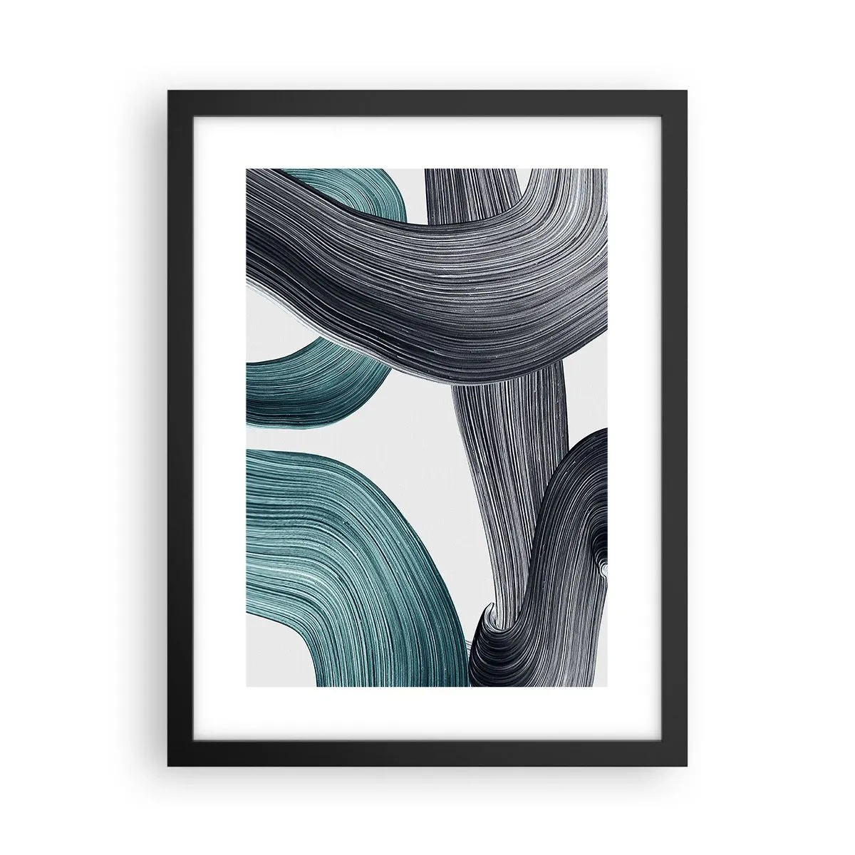 Poster in cornice nera - Tracce smeraldo e nero - 30x40 cm