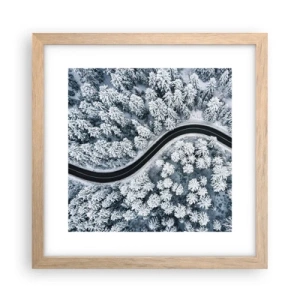 Poster in cornice rovere chiaro - Attraverso il bosco invernale - 30x30 cm