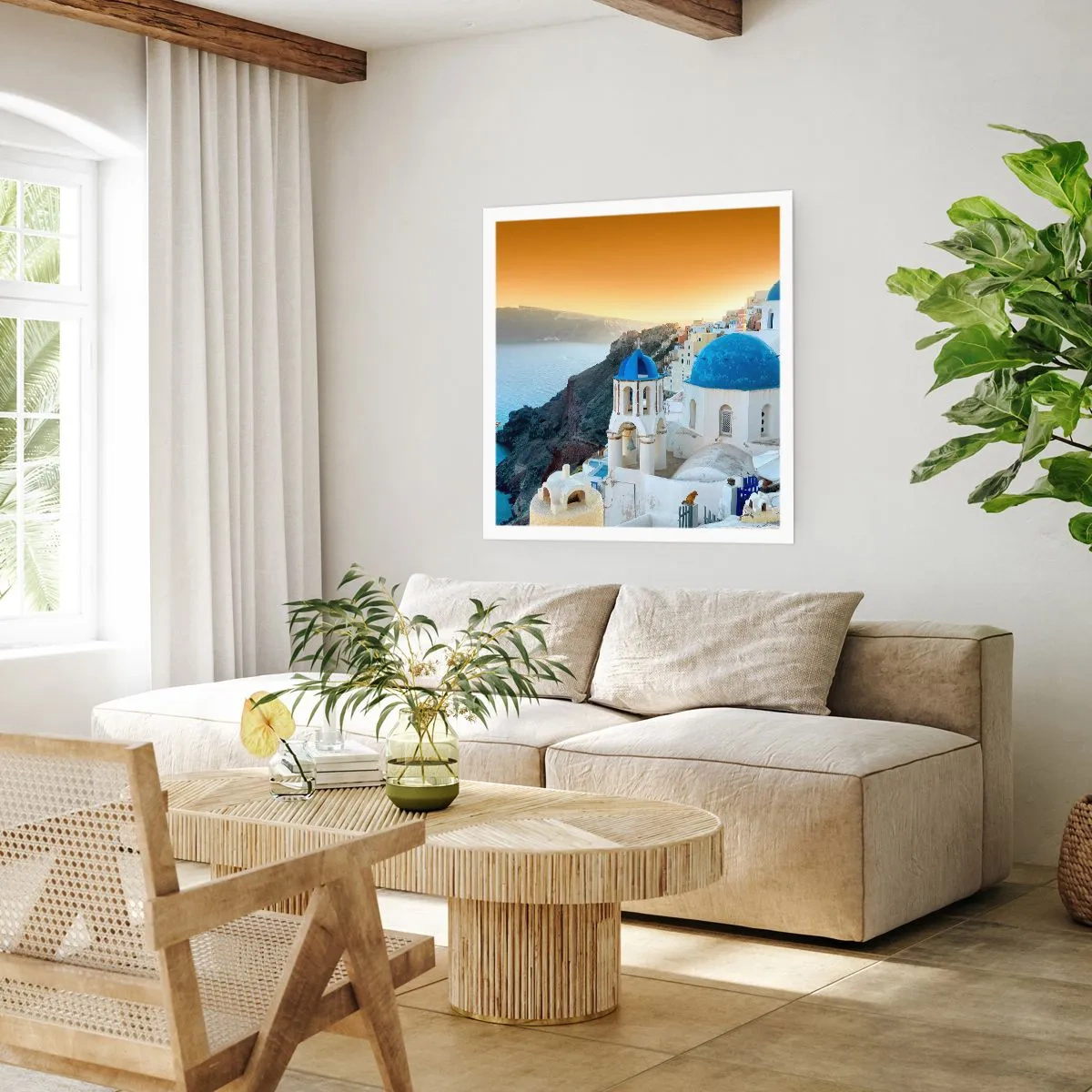 Poster - Santorini: aggrappate alle rocce - 30x30 cm
