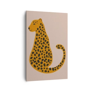 Quadro su tela - Stampe su Tela - Un disegno minimalista di una pantera su uno sfondo beige - 80x120cm - Il leopardo è un motivo di moda - Decorazione murale moderna per soggiorno e camera da letto ARTTOR