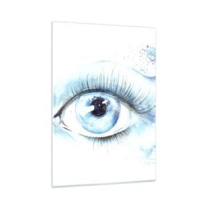 Quadro su vetro - Occhio blu in acquerello artistico - 50x70cm - Immergersi nell'azzurro dello sguardo - Decorazione murale moderna per soggiorno e camera da letto ARTTOR