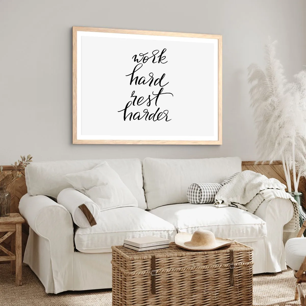 Poster in cornice rovere chiaro - L'equilibrio della vita - 100x70 cm