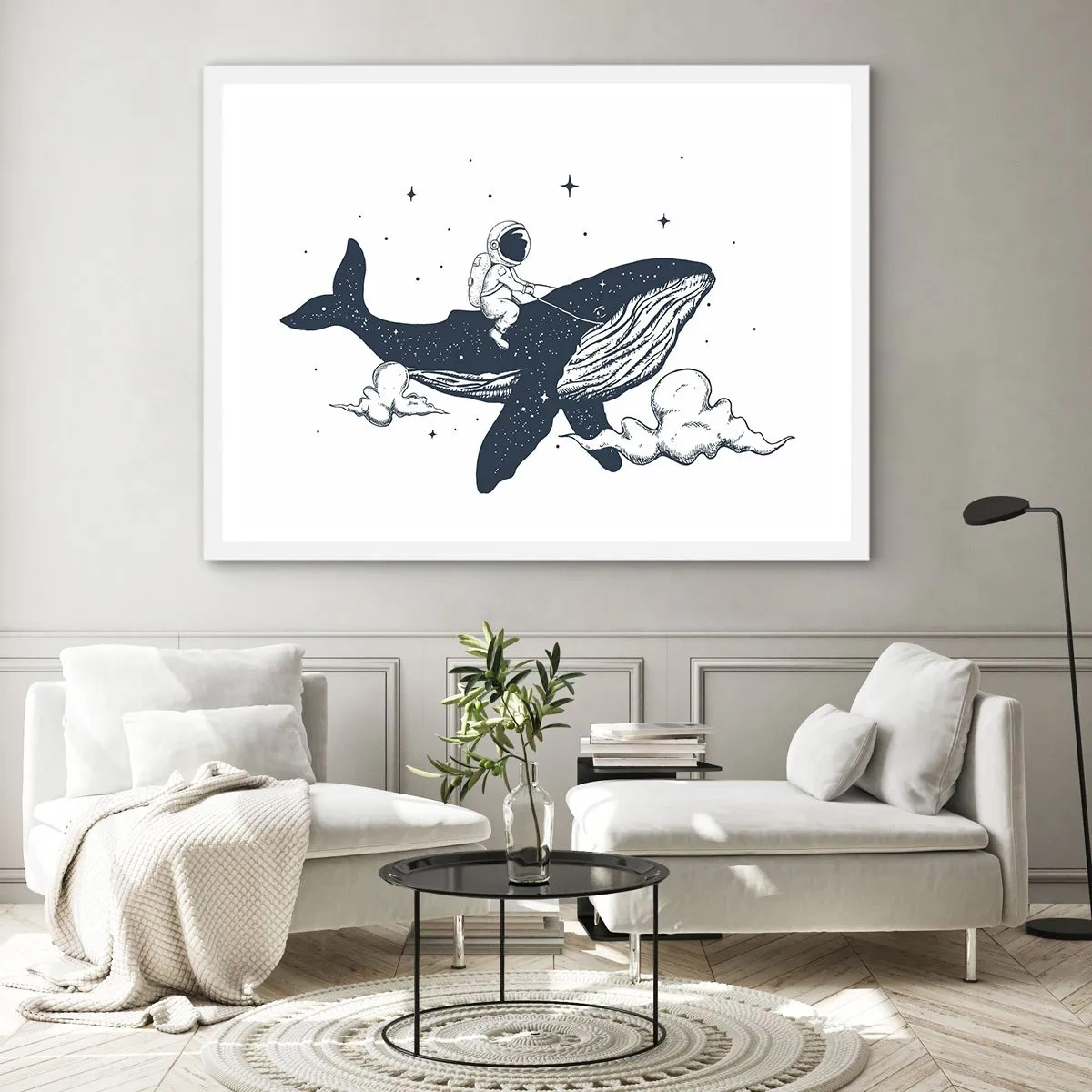 Poster in cornice bianca - Avventura nello spazio - 100x70 cm