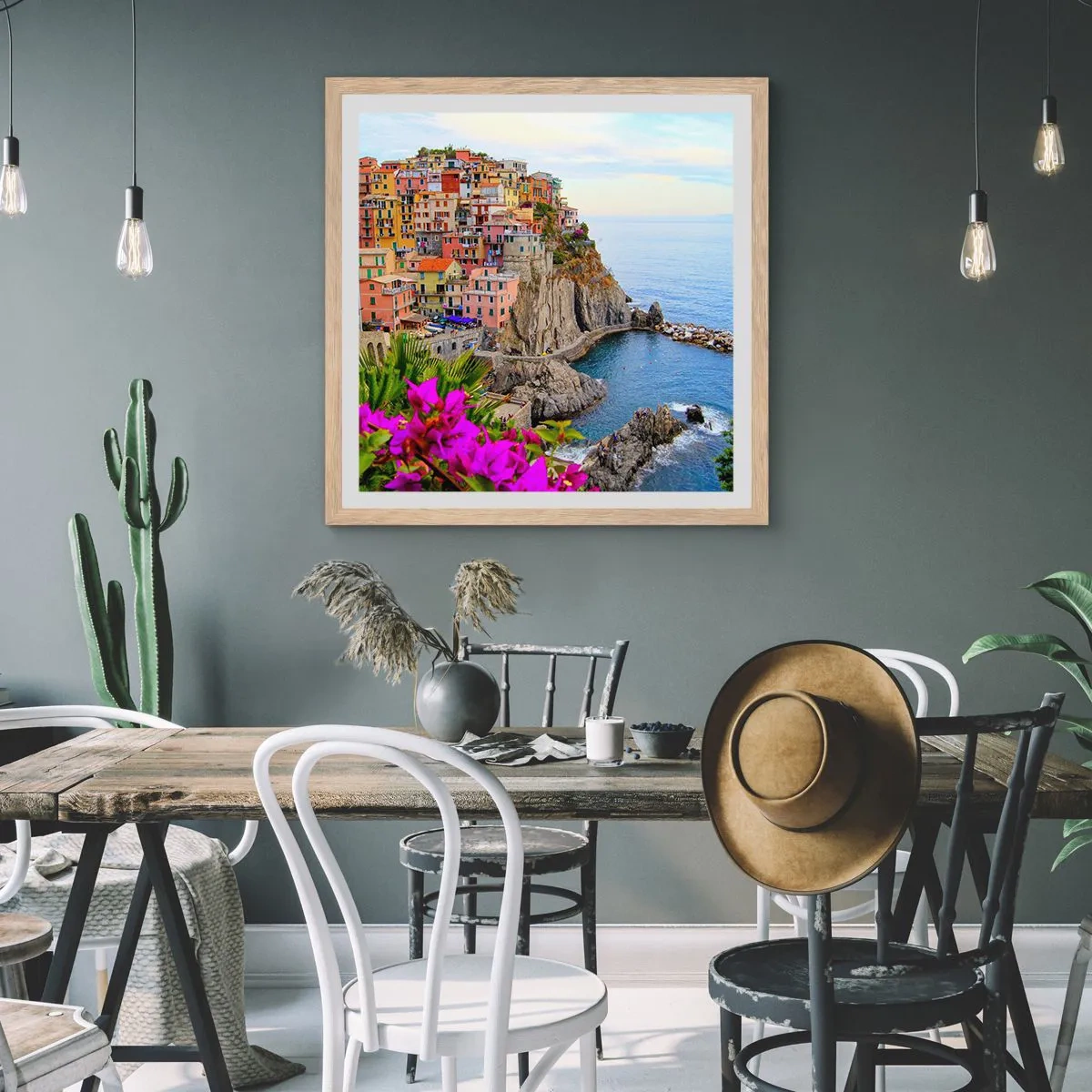 Poster in cornice rovere chiaro - La città che ride - 30x30 cm