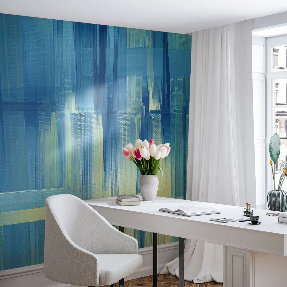 Fotomurali Premium Canvas - Composizione in turchese - Astrazione, Cinghie, Marittimo - 150x105 cm