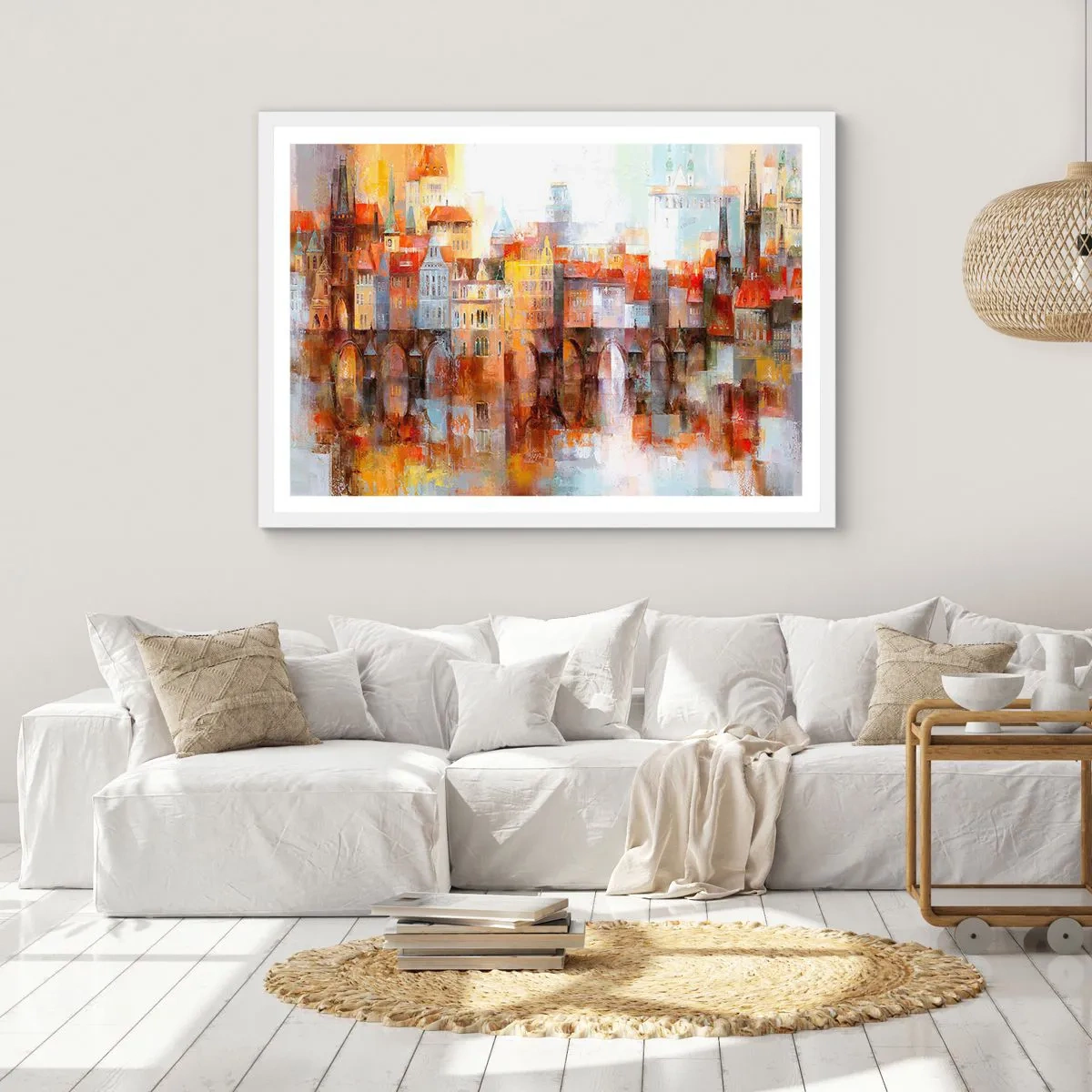 Poster in cornice bianca - Anche sotto il ponte è bello - 50x40 cm