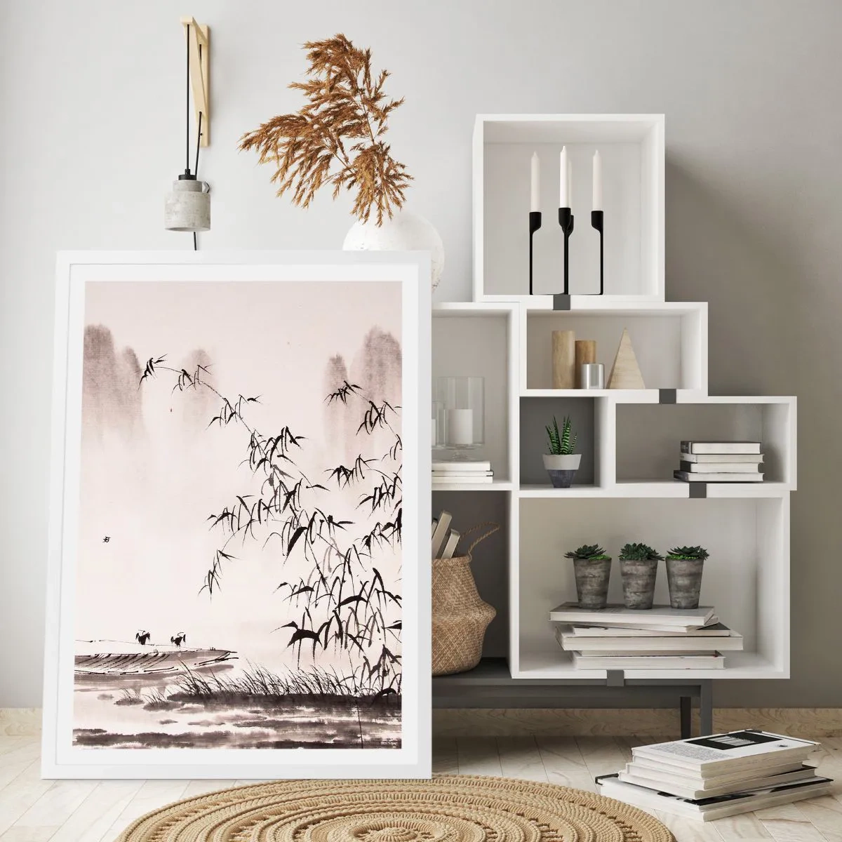 Poster in cornice bianca - Il silenzio dei campi di riso - 61x91 cm